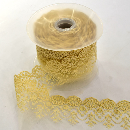 Вышивка на тюле, 85 мм, цвет натуральный. Арт I639/58