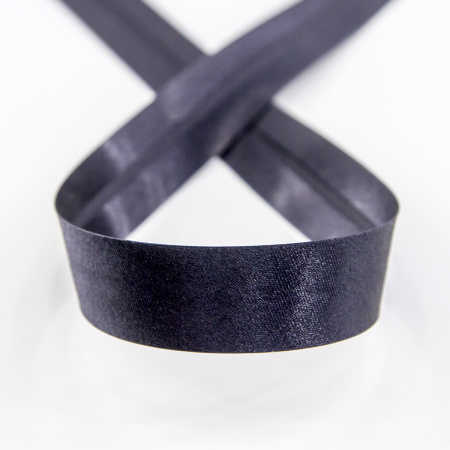 Косая бейка атласная 20 мм, 25 м, цвет 72, черно-синий. Арт 6260-20мм-72            