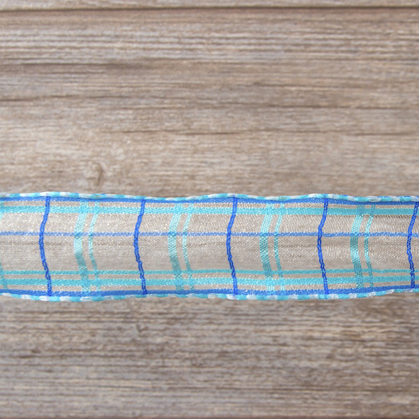 Лента органза с рисунком с проволокой по краю SAFISA, 25 мм, 15 м, цвет 16. Арт 25308-25мм-16