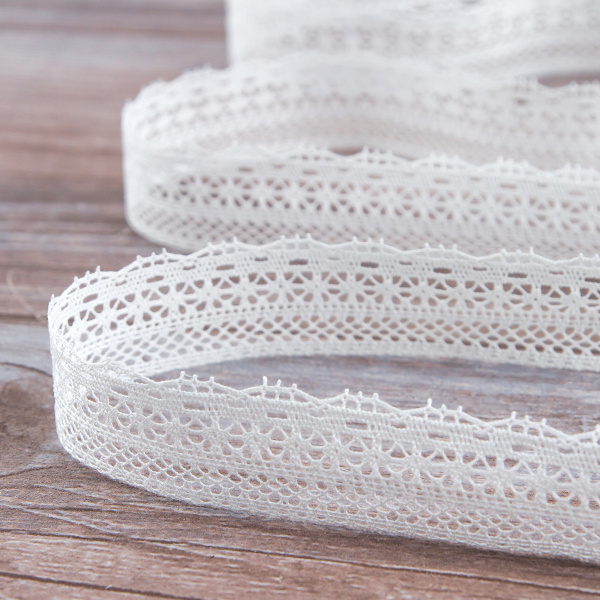 Мерсеризованное хлопковое кружево, 26 мм, белый. Арт 2119/01