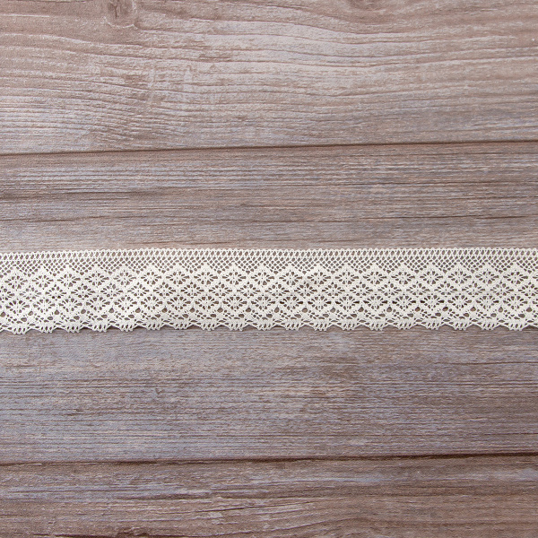 Мерсеризованное хлопковое кружево, 60 мм, шампань. Арт 2125/72