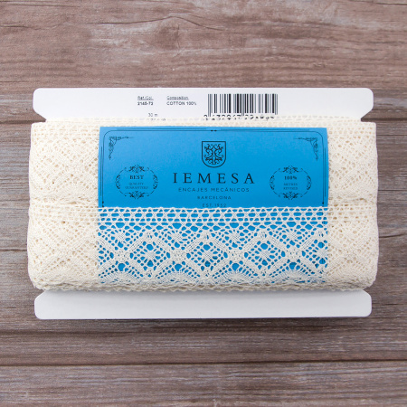 Мерсеризованное хлопковое кружево, 60 мм, шампань. Арт 2145/72