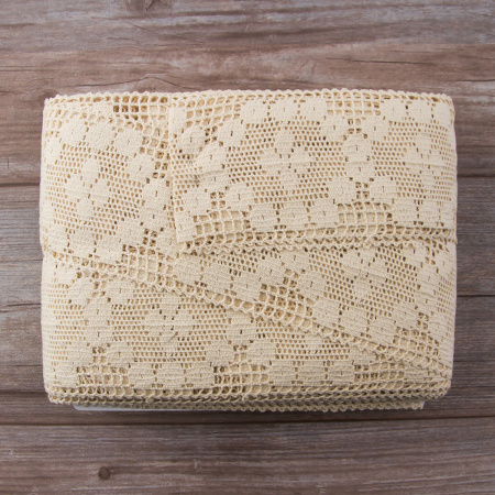 Мерсеризованное хлопковое кружево, 90 мм, цвет экрю. Арт 2230/58