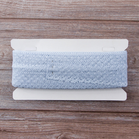 Мерсеризованное хлопковое кружево, 30 мм, цвет светло-голубой. Арт 2021/19