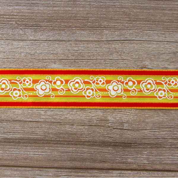 Лента с рисунком SAFISA, 38 мм, цвет желтый/оранжевый. Арт 25239-38-01