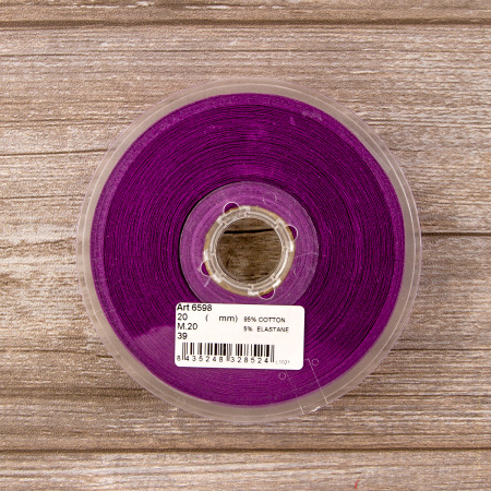 Косая бейка хлопок, 20 мм, 20 м, цвет 39, фиолетовый. Арт 6598-20мм-39