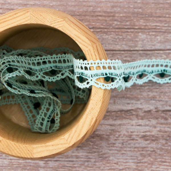 Мерсеризованное хлопковое кружево, 15 мм, голубой. Арт 2150/82