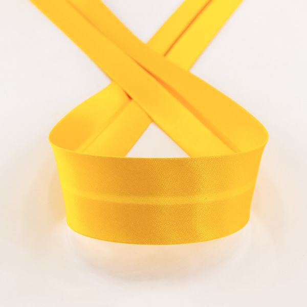 Косая бейка атласная 30 мм, 25 м, цвет 22, цвет спелого манго. Арт 6260-30мм-22            