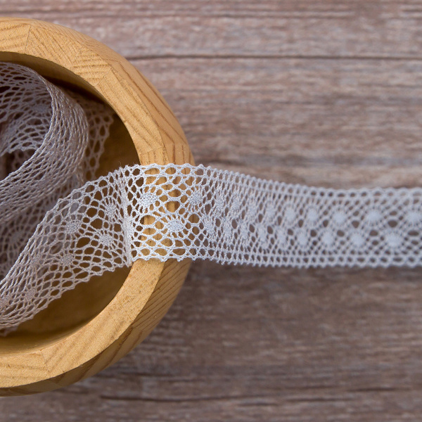 Мерсеризованное хлопковое кружево, 20 мм, цвет светло-голубой. Арт 2020/19