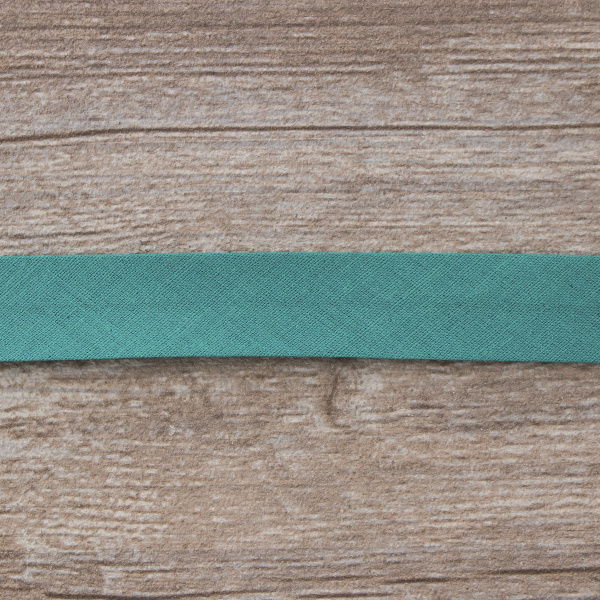 Косая бейка хлопок/полиэстер, 18 мм, 25 м, цвет 134, темно-бирюзовый. Арт 6120-18мм-134           