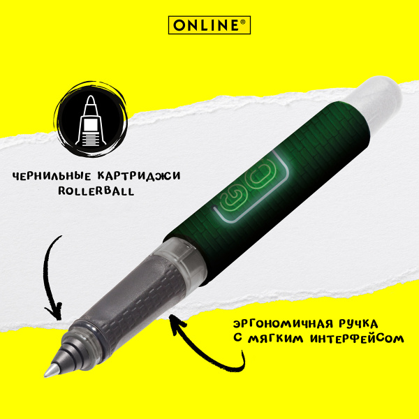 Ручка-роллер "College" с синим картриджем, толщина линии 0.7 мм, принт "Game Over". Арт 12596/3D