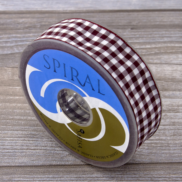 Лента с рисунком клетка SAFISA, 25 мм, 25 м, цвет 30, бордо. Арт 469-25мм-30             