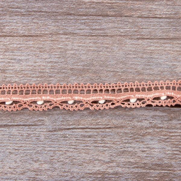 Мерсеризованное хлопковое кружево, 15 мм, розовый. Арт 2150/F3