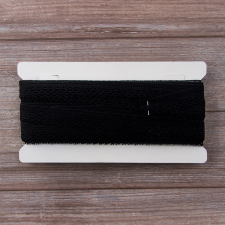 Мерсеризованное хлопковое кружево, 20 мм, цвет черный. Арт 2010/14