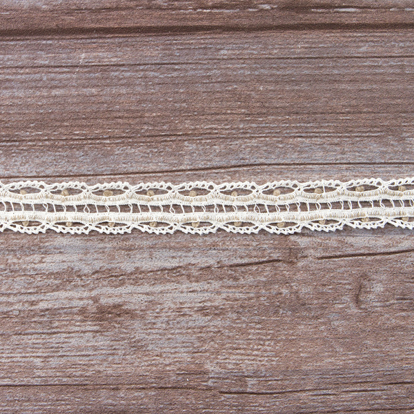 Мерсеризованное хлопковое кружево, 22 мм, айвори. Арт 2151/18