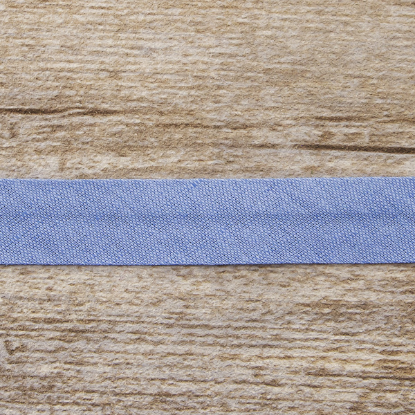 Косая бейка хлопок/лён, 20 мм, 20 м, цвет 65, голубой. Арт 6602-20мм-65