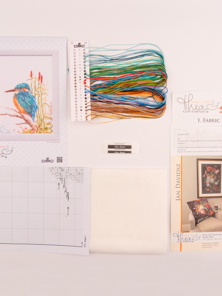 Набор для вышивания "Зимородок", канва лён 32 ct, 18 х 19 см. Арт 615