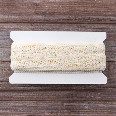 Мерсеризованное хлопковое кружево, 18 мм, шампань. Арт 2098/72