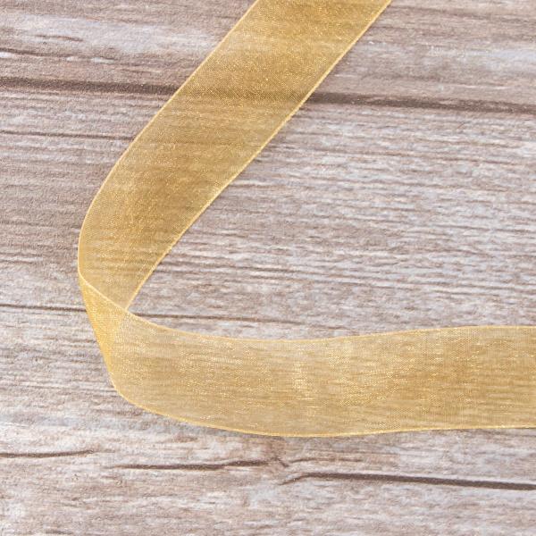 Лента органза SAFISA мини-рулон, 25 мм, 2,5 м, цвет 54, бежево-золотистый. Арт P00520-25мм-54          