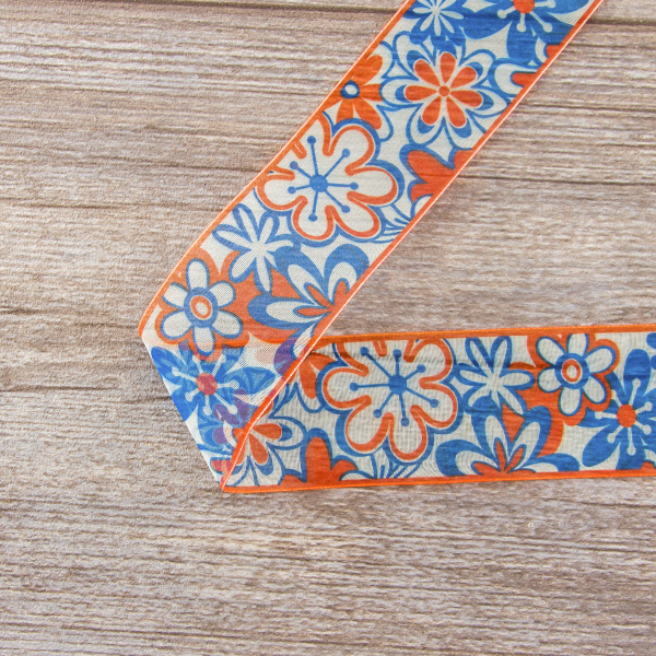 Лента органза с напечатанным рисунком SAFISA, 40 мм, 15 м, цвет 01. Арт 25253-40мм-01           