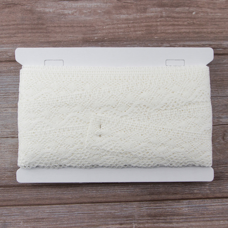 Мерсеризованное хлопковое кружево, 40 мм, белый. Арт 2141/01