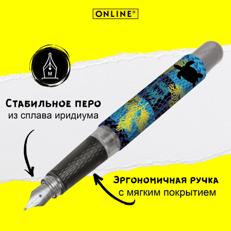 Ручка перьевая "College", с синим картриджем, размер пера M, 0.5 мм, принт "Save my World". Арт 12594/3D