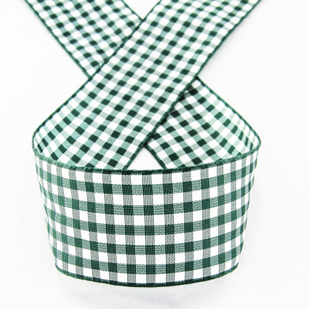 Лента с рисунком клетка SAFISA, 40 мм, 25 м, цвет 43, темно-зеленый. Арт 469-40мм-43             
