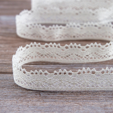 Мерсеризованное хлопковое кружево, 20 мм, шампань. Арт 2104/72