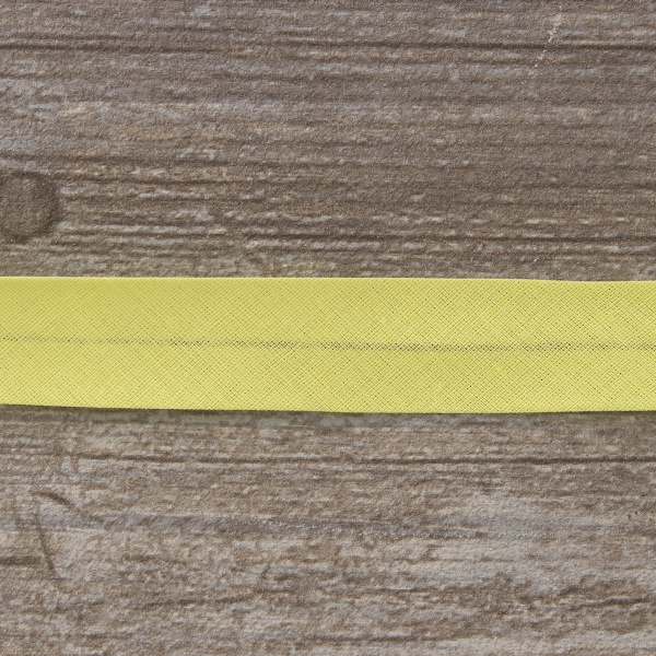 Косая бейка хлопок/полиэстер 20 мм, 25 м, цвет 109, лимонный. Арт 6120-20мм-109           