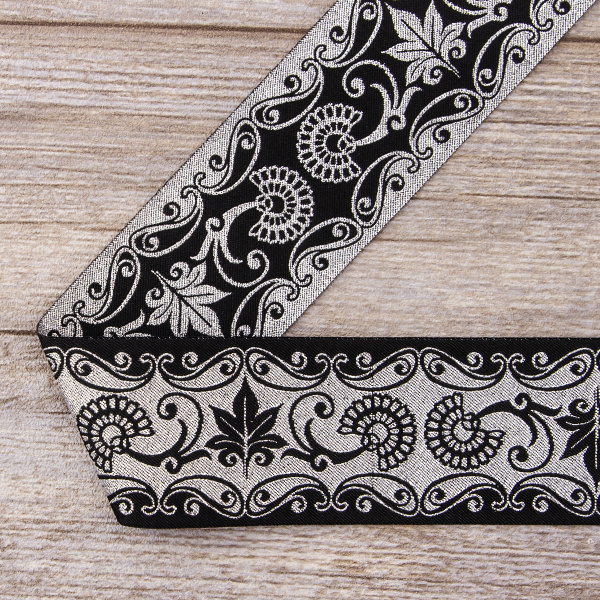 Лента жаккард SAFISA, 50 мм, 15 м, цвет 01. Арт 9124-50мм-01            