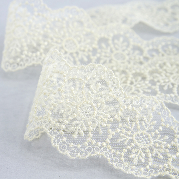 Кружево-вышивка на тюле, 25 мм, 14,6 м. Арт 41706/02