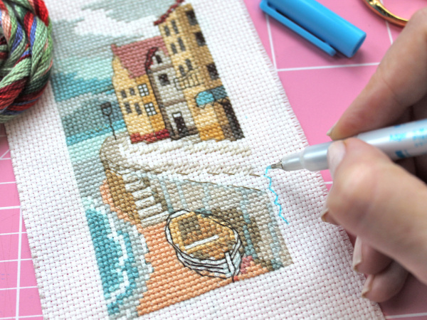 Маркер для разметки на ткани, тонкая линия 0,5 мм, цвет голубой, смываемый водой, премиум. Арт 295.F.JP                