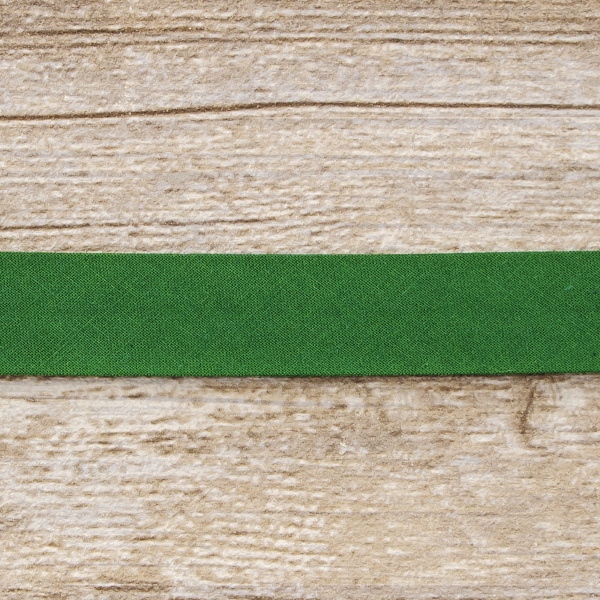 Косая бейка хлопок, 20 мм, 25 м, цвет 25, цвет зеленый. Арт 6600-20мм-25