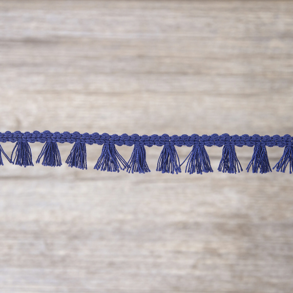 Тесьма декоративная, 16 мм, с бахромой, цвет темно-синий. Арт 2204/10