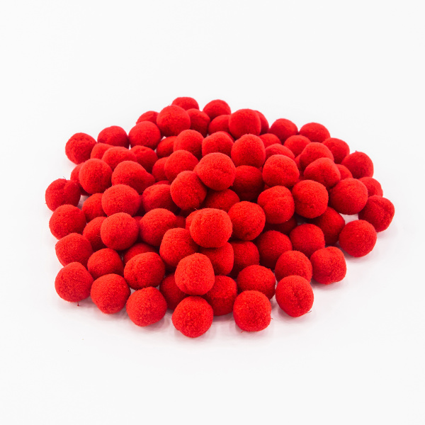 Помпоны декоративные, россыпь, диаметр 20 мм, 100 шт, цвет красный. Арт P-1- col.306