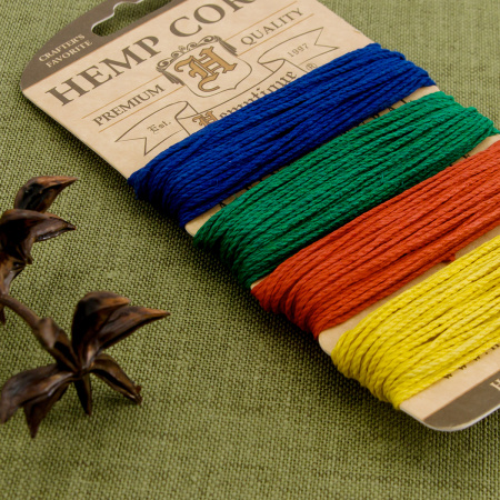 Шнуры на блистере HEMPTIQUE #20 - 1 мм, 4 цвета по 9,1 м. Арт HC20SOT