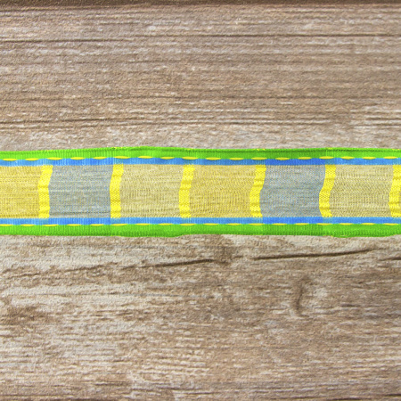 Лента органза с рисунком SAFISA, 25 мм, 15 м, цвет 03, зеленый. Арт 25238-25-03              