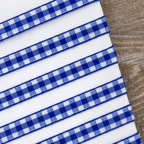 Лента с рисунком клетка SAFISA, 11 мм, 25 м, цвет 13, синий. Арт 469-11мм-13             