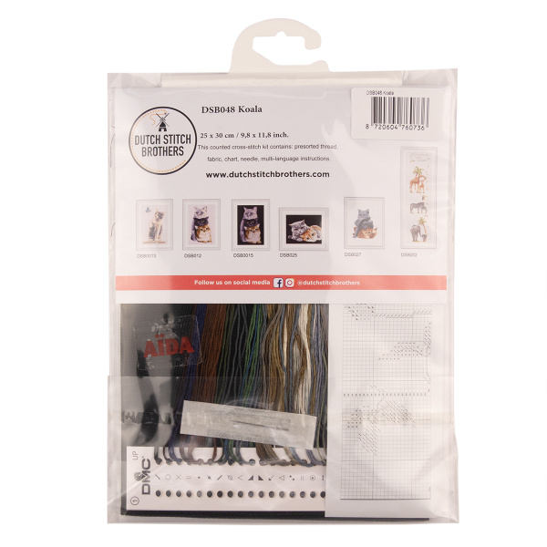 Набор для вышивания "Коала", канва Aida (черная) 16 ct. Арт DSB048