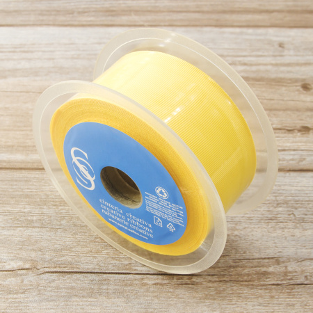 Лента репсовая SAFISA, 50 мм, 25 м, цвет 09 желтый светлый. Арт 350-50мм-09