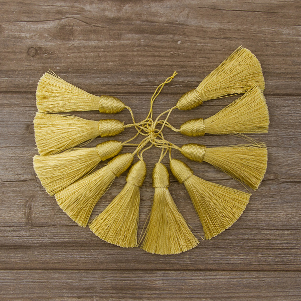 Кисть декоративная на шнуре, длина 85 мм, цвет медовый. Арт KY - 05-col.PE - 5