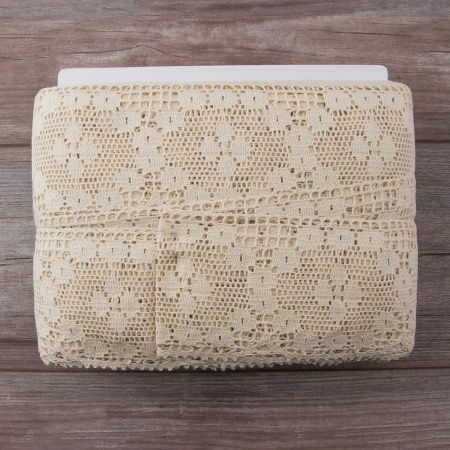 Мерсеризованное хлопковое кружево, 95 мм, цвет экрю. Арт 2229/58