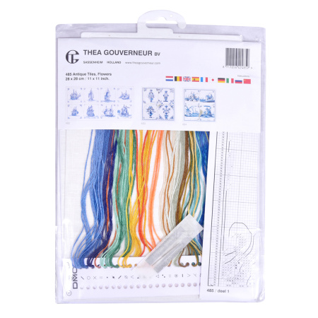 Набор для вышивания "Античная плитка, цветы", канва лён 36 ct. Арт 485