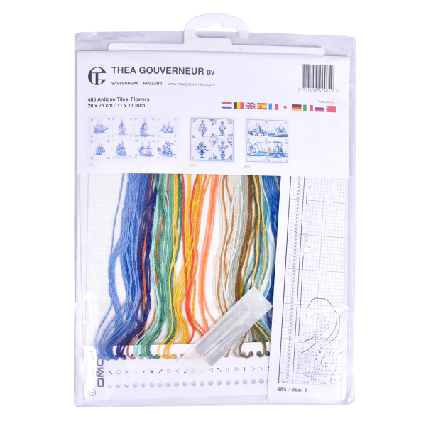 Набор для вышивания "Античная плитка, цветы", канва лён 36 ct. Арт 485