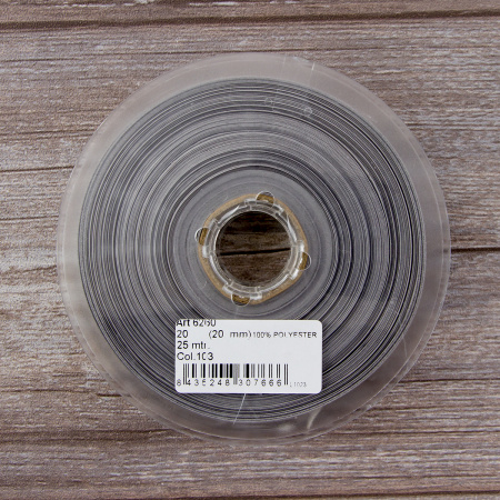 Косая бейка атласная 20 мм, 25 м, цвет 103, темно-серый. Арт 6260-20мм-103