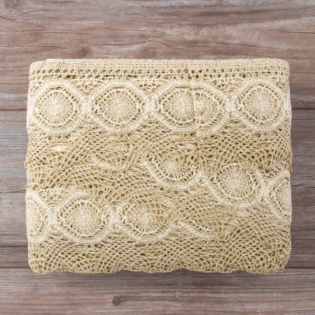 Мерсеризованное хлопковое кружево, 105 мм, цвет небелёный. Арт 1103/L1                 