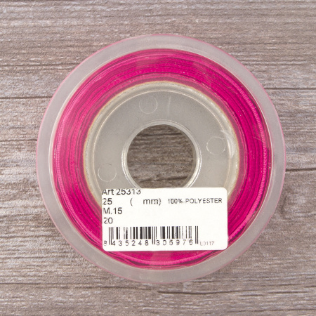 Лента репсовая SAFISA с напечатаным рисунком, 25 мм, 15 м, цвет 20, малиновый. Арт 25313-25мм-20