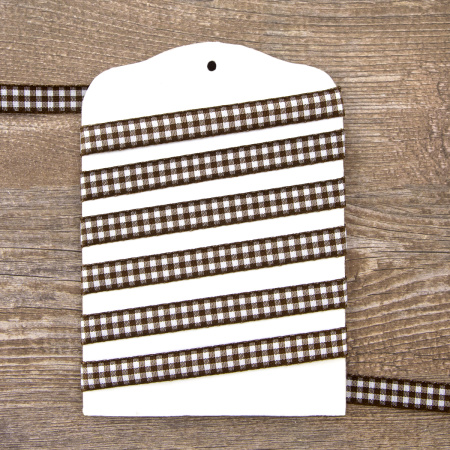 Лента с рисунком клетка SAFISA, 11 мм, 25 м, цвет 17, коричневый. Арт 469-11мм-17             