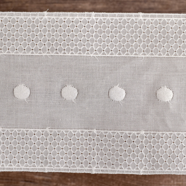 Шитье-вышивка на батисте, прошва, 90 мм, цвет белый. Арт 20914/B