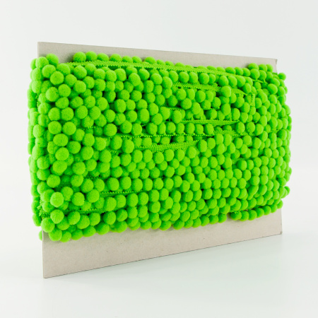 Тесьма с помпонами, диаметр 10 мм, цвет салатовый. Арт PA-18-col.665